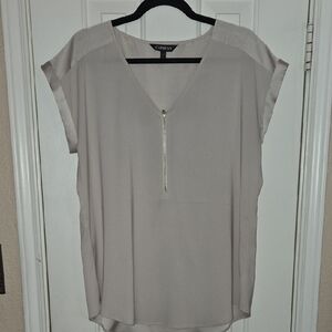 Express Women's Cream Blouse with Zipper Accent